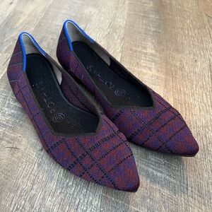 Rothy’s point 8 cranberry plaid